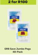 GR8 Save Jumbo Pegs 48 Pack-For 2