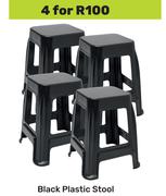 Black Plastic Stool-For 4