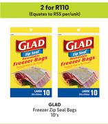 Glad Freezer Zip Seal Bags-For 2 x 10's