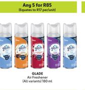 Glade Air Freshener (All Variants)-For Any 5 x 180ml