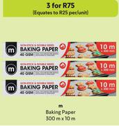 M Baking Paper -For 3 X 300m X 10m