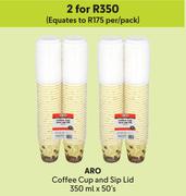 Aro Coffee Cup And Sip Lid-For 2 x 350ml X 50's