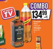 Firstwatch Whisky 750ml And Schweppes Ginger Ale 1L-Per Combo