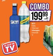 Skyy Vodka 750ml And Schweppes Lemonade 1L-Per Combo