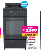 Defy 4 Burner Gas Stove Black DGS568