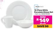Mainstays 12 Piece White Porcelain Dinner Set