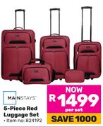 Mainstays 5 Piece Red Luggage Set