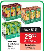 Rhodes Fruit Juice Blend (All Variants)-6 x 200ml