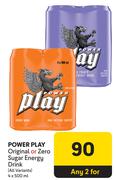 Power Play Original Or Zero Sugar Energy Drink (All Variants)-2 x 4 x 500ml