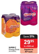 Super C Energy Drink (All Variants)-4 x 500ml