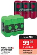 Appletiser Or Grapetiser Fruit Juice (All Variants)-6 x 330ml