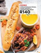 1 x Whole Rotisserie Chicken, 1 x Soup Assorted 1L, 1 x Roasted Onion Bread-Combo