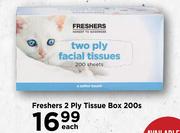 Freshers 2 Ply Tissue Box-200s Each