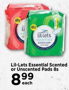 Lil-Lets Essential Scented Or Unscented Pads-8s Each