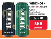 Windhoek Lager Or Draught Cans-24 x 440ml Per Case