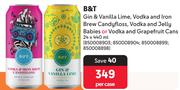 B&T Gin & Vanilla Lime,Vodka & Iron Brew Candy Floss,Vodka & Grapefruit Cans-24 x 440ml Per Case