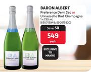 Baron Albert Preference Demi Sec Or Universelle Brut Champagne-750ml Each