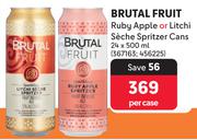Brutal Fruit Ruby Apple Or Litchi Seche Spritzer Cans-24 x 500ml Per Case