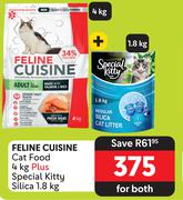 Feline Cuisine Cat Food 4Kg Plus Special Kitty Silica 1.8kg-For Both