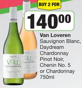 Van Loveren Sauvignon Blanc, Daydream Chardonnay, Pinot Noir, Chenin No 5 or Chardonnay-For 2 x 750m