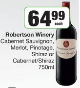Robertsons Winery Cabernet Sauvignon, Merlot, Pinotage, Shiraz Or Cabernet/Shiraz-750ml Each