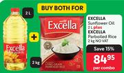 Excella Sunflower Oil 2L Plus Excella Parboiled Rice 2Kg-Per Combo