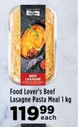 Food Lover's Beef Lasagne Pasta Meals-1kg Each