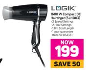 Logik 1600W Compact DC Hairdryer (SLHD03)
