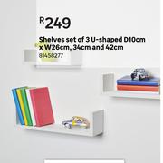 Shelves Set Of 3 U-Shaped D10cm x W26cm, 34cm & 42cm 81458277