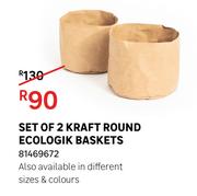 Ecologik Set Of 2 Kraft Round Baskets 81469672