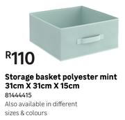Storage Basket Polyester Mint 31cm x 31cm x 15cm