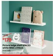 Spaceo Picture Ledge Shelf White W60 x D10cm 81467566