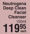 Neutrogena Deep Clean Facial Cleanser-150ml Each