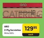 Aro 2-Ply Serviettes (white)-500's Pack