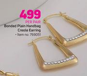 Bonded Plain Handbag Creole Earring-Per Pair