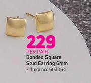 Bonded Square Stud Earring 6mm-Per Pair