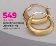 Bonded Plain Round Creole Earring-Per Pair