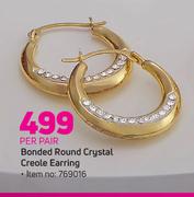 Bonded Round Crystal Creole Earring-Per Pair