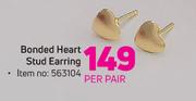 Bonded Heart Stud Earring-Per Pair