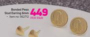 Bonded Peso Stud Earring 6mm-Per Pair