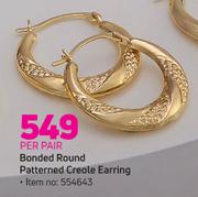 Bonded Round Patterned Creole Earring-Per Pair
