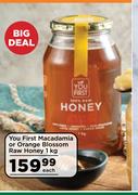 You First Macadamia Or Orange Blossom Raw Honey-1Kg Each