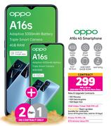 2 x Oppo A16s 4G Smartphone-On 2GB Red Top Up Core More Data + On Promo 70