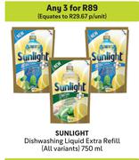 Sunlight Dishwashing Liquid Extra Refill (All Variants)-For Any 3 x 750ml