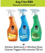 M Kitchen, Bathroom Or Window Glass Cleaner Triggers (All Variants)-For Any 3 x 750ml