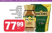Jacobs Kronung Instant Coffee Jar 200g Or Economy Pack 250g (Selected)-Each