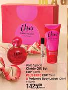 Kate Spade Cherie Gift Set EDP 100ml Plus Free EDP 7.5ml & Perfumed Body Lotion 100ml-Per Set