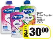 Purity Fruit Or Vegetable Puree Assorted-For Any 3 x 110ml
