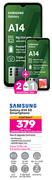 2 x Samsung Galaxy A14 5G Smartphone-On 1.2GB Red Top Up Core More Data + On Promo 75