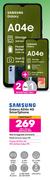2 x Samsung Galaxy A04e 4G Smartphone-On Red Flexi 200 + On Promo 75
